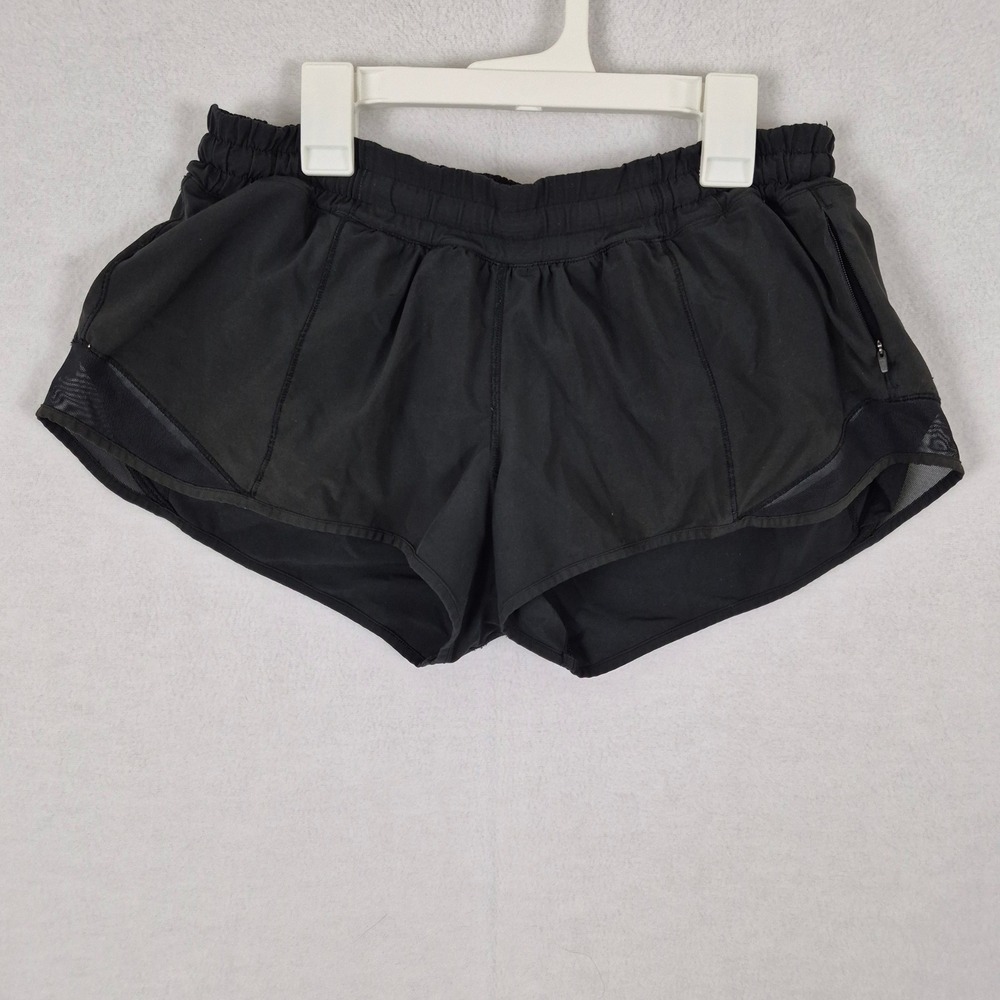 Lululemon Hotty Hot Shorts Black Mesh Running Athletic Sz 6 Gym Workout Outdoor